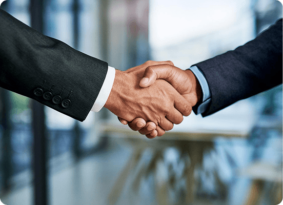 Two people shaking hands on a partnership
